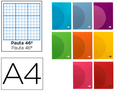 Libreta liderpapel 360 tapa de plastico a4 48 hojas 90g/m2 rayado nº 46 colores