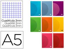 Libreta liderpapel 360 tapa de plastico a5 48 hojas 90g/m2 cuadro 3 mm con