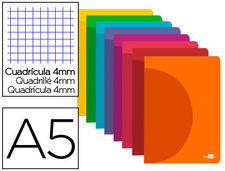 Libreta liderpapel 360 tapa de plastico A5 48 hojas 90G/M2 cuadro 4MM con margen