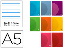 Libreta liderpapel 360 tapa de plastico a5 48 hojas 90g/m2 pauta 4 3,5mm con