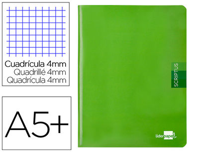 Libreta liderpapel scriptus A5 48 hojas 90G/M2 cuadro 4MM con margen color verde