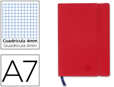 Libreta liderpapel simil piel A7 120 hojas 70G/M2 cuadro 4MM sin margen rojo