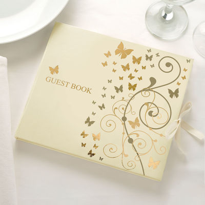 Libro de firmas Mariposas en Oro. Libros para bodas