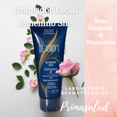 Limpiador facial femenino SHE con Rosa Mosqueta y Damascena - Foto 2