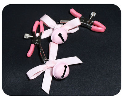 Lindas pinzas para pezones con forma de campana y cinta rosa - Foto 5
