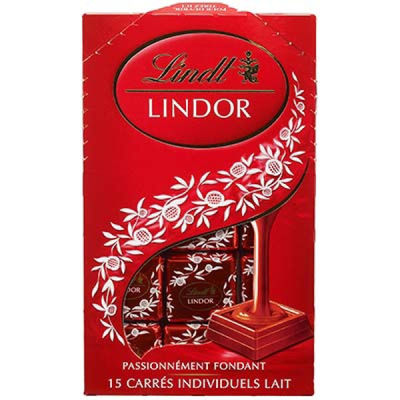 Lindt Chocolat carrés au lait LINDOR les 15 carrés individuels - 145 g