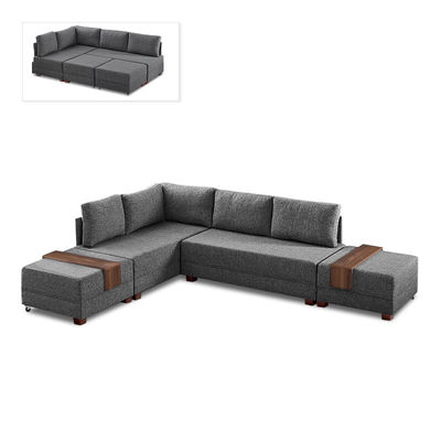 Linkes Eck-Sofa/Bett ANDRE Charcoal 280x210x80cm