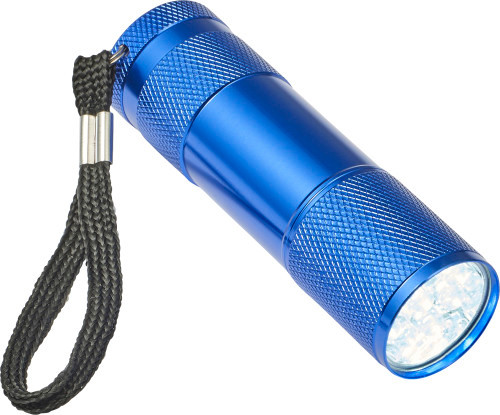 Mini linterna azul de 9 LED con correa de muñeca (pilas incluidas)