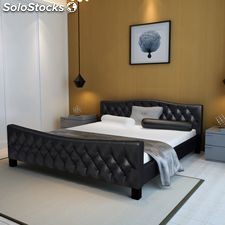 Lit en cuir de luxe matelas inclus 180 x 200 cm Noir