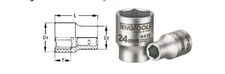 Llave de vaso 1/2&quot; acero inox. 12 mm tengtools