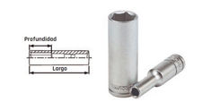 Llave de vaso 1/4´´ serie larga, métrico 8mm TENGTOOLS
