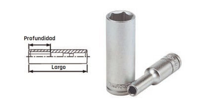 Llave de vaso 1/4´´ serie larga, métrico 9mm TENGTOOLS