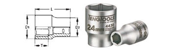 Llave de vaso 3/8&quot; acero inox. 12 mm tengtools