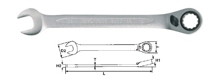 Llave combinada de carraca an 13 mm l 178 mm