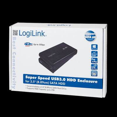 Logilink Festplattengehäuse 3,5 Zoll, S-ATA, USB 3.0, Alu, Schwarz (UA0107) - Foto 5