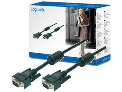 LogiLink Kabel VGA 2x Stecker mit Ferritkern schwarz 20 Meter CV0018