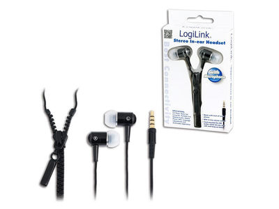 LogiLink Stereo In-Ear Headset Zipper Schwarz HS0021 - Zdjęcie 2