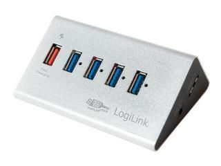 LogiLink USB 3.0 Hub 4 Port + 1x Schnell-Ladeport silber (UA0227) - Foto 3