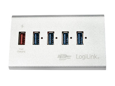 LogiLink USB 3.0 Hub 4 Port + 1x Schnell-Ladeport silber (UA0227) - Foto 5