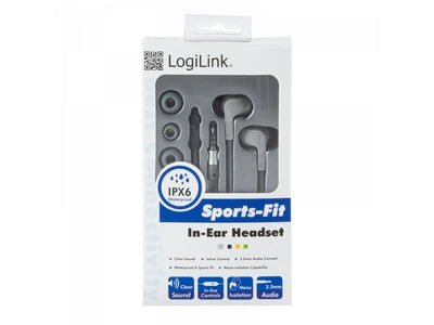 Logilink Wassergeschütztes (IPX6) Stereo In-Ear Headset, Grau (HS0041) - Zdjęcie 2