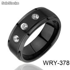 los hombres de tungsteno anillo negro de joyas con piedras 3