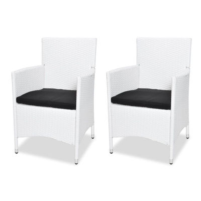 Lot de 2 chaises d&amp;#39;extérieur blanches en ployrotin - Photo 2