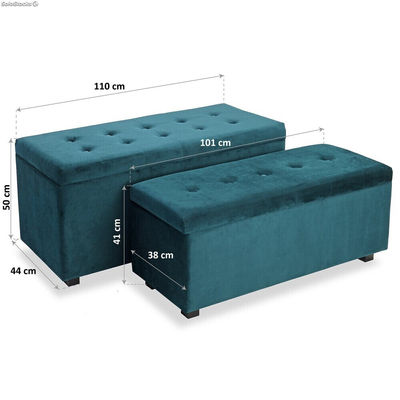 Lot de 2 tabourets pied de lit avec rangement, modèle Turquoise - Sistemas David - Photo 4