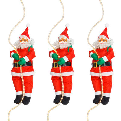 Lot de 3 Pères Noel grimpeurs sur sa corde