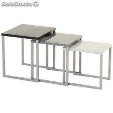 Lot de 3 tables basses gigognes - intérieur ou extérieur - dégradé de gris