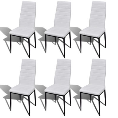 Lot de 6 chaises blanches aux lignes fines avec une table en verre - Photo 3