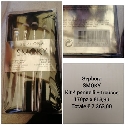 Lot de kit Sephora Smoky 4 pinceaux + trusse