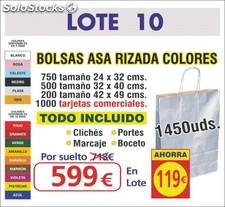 Foto do produto Lote 1450 sacos de papel de cores e asa torcida impressos e personalizados