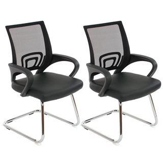 Lote 2 sillas confidente ergonómicas SEUL NET, malla/piel negro
