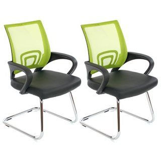 Lote 2 sillas confidente ergonómicas SEUL NET, malla/piel verde
