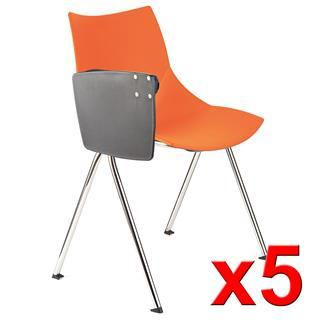 Lote 5 sillas de confidente AMIR CON PALA en color naranja