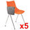 Lote 5 sillas de confidente AMIR CON PALA en color naranja - 2