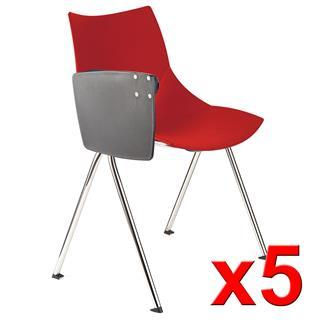 Lote 5 sillas de confidente AMIR CON PALA en color rojo
