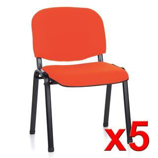 Lote 5 sillas de confidente MOBY BASE, color naranja