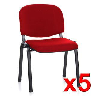 Lote 5 sillas de confidente MOBY BASE, color rojo