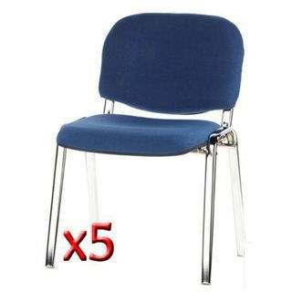Lote 5 sillas de confidente MOBY BASE en azul y patas cromadas