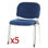 Lote 5 sillas de confidente MOBY BASE en azul y patas cromadas - 2