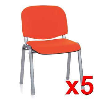 Lote 5 sillas de confidente MOBY BASE en Naranja y patas gris