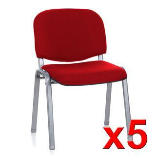 Lote 5 sillas de confidente MOBY BASE en rojo y patas gris