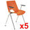 Lote de 5 sillas de confidente ENZO CON BRAZOS en color naranja - 2