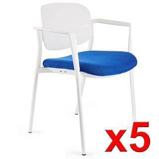 Lote de 5 sillas de confidente ERIC en color azul