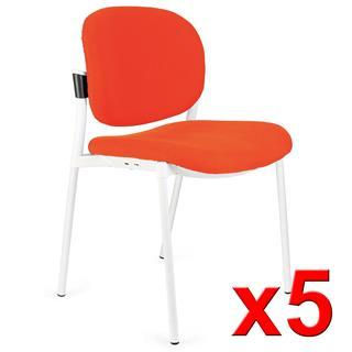 Lote de 5 sillas de confidente eric respaldo acolchado en color naranja