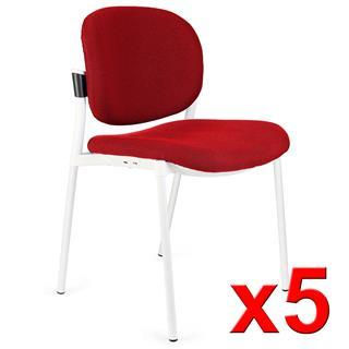 Lote de 5 sillas de confidente eric respaldo acolchado en color rojo