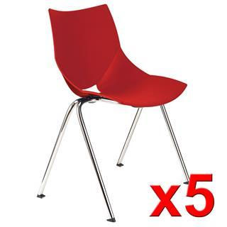 Lotes de 5 sillas de confidente AMIR en color rojo