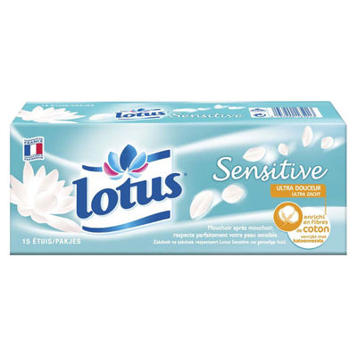 Lotus Mouchoirs Sensitive : le paquet de 15 étuis - Photo 2