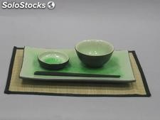 Louça individual ceràmica orient cor verde.